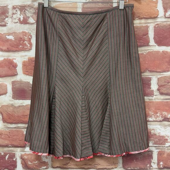 VTG Etcetera Skirt Women's 8 Multicolor Striped Casual Career Work Zip Up - Picture 1 of 8